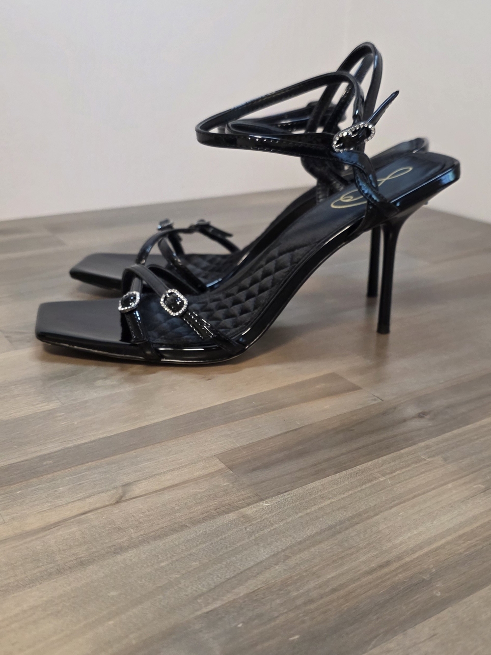 Sam Edelman Trevin Black Patent Ankle Strap  Sandal